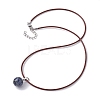 Natural & Synthetic Mixed Gemstone Round Pendant Necklaces NJEW-JN04478-5