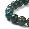 Natural Moss Agate Beaded Stretch Bracelets BJEW-D446-C-44-3