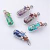 Clear Glass Bottle Natural & Synthetic Mixed Stone Pendants Decorations HJEW-JM00227-1