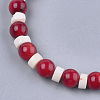 Synthetic Coral Beaded Stretch Bracelets BJEW-S134-86-2