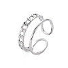304 Stainless Steel Curb Chain Shape Cuff Ring RJEW-N038-038P-3