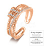 Brass Micro Pave Clear Cubic Zirconia Rotating Cuff Rings FS-WG95F24-06-1