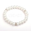 Glass Pearl Round Beads Stretch Bracelets BJEW-JB01544-01-1