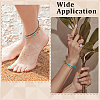 Bohemian Synthetic Turquoise & Brass Bell Tassel Braided Waxed Cord Anklets & Bracelets for Women SJEW-PH0001-30-5