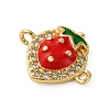 Brass Micro Pave Clear Cubic Zirconia Fruit Connector Charms KK-I276-15G-B01-2