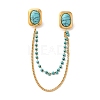 304 Stainless Steel Pave Dyed Synthetic Turquoise Hanging Chain Brooch JEWB-S021-04G-01-2