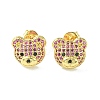 Bear Cubic Zirconia Stud Earrings EJEW-F312-01G-2