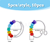 10Pcs 2 Style Rainbow Color Glass Beaded Rotating Open Cuff Rings Set RJEW-DC0001-15-2