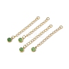Ion Plating(IP) 316 Surgical Stainless Steel Curb Chain Extender with Natural Green Aventurine Round Charm STAS-A097-01G-13-1