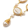 Natural Pearl Oval Link Necklaces NJEW-M214-01G-2