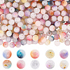 300Pcs 10 Colors Frosted Baking Paint Crackle Glass Beads with Glitter Powder DGLA-LT0001-04-1