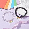 2Pcs 2 Style Synthetic Hematite & Glass Round Beaded Stretch Bracelets Set BJEW-JB10050-01-2