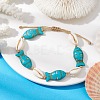 Natural Shell & Synthetic Turquoise Braided Bead Anklets AJEW-AN00562-4