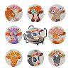 DIY Cattle & Flower Pattern Coaster Diamond Painting Kits DIY-TAC0016-53-12