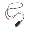 Natural Obsidian Nugget Pendant Necklace with Waxed Cord for Women NJEW-F306-01D-2