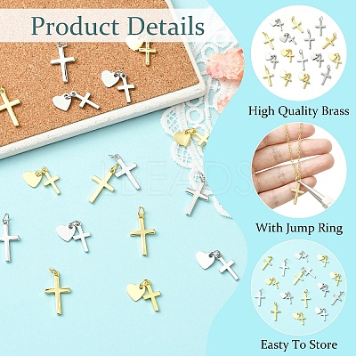8Pcs 4 Styles Rack Plating Brass Pendants KK-YW0004-10-1
