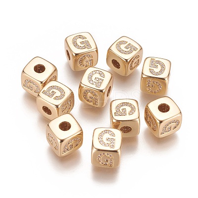 Brass Micro Pave Cubic Zirconia Beads KK-K238-16G-G-1