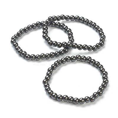 Synthetic Non-magnetic Hematite Beaded Stretch Bracelets BJEW-D446-B-22-1