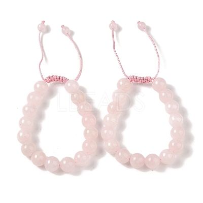 10mm Round Dyed Natural Rose Quartz Braided Bead Bracelets BJEW-C067-01C-20-1