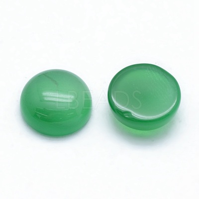 Natural Dyed & Heated Green Onyx Agate Cabochons G-P393-R04-10mm-1