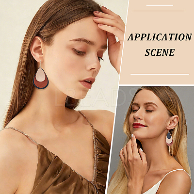 2 Pairs 2 Colors Bohemian PU Leather Teardrop Dangle Earrings EJEW-CL0001-04-1