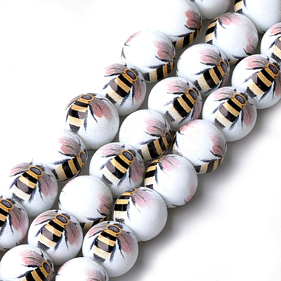 Printed & Spray Painted Glass Beads GLAA-S047-01C-1