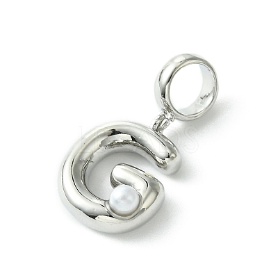 Rack Plating Brass with ABS Plastic Pearl European Dangle Charms KK-G501-02G-P-1