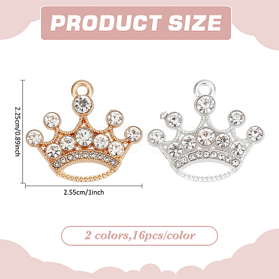 32Pcs 2 Colors Alloy Rhinestone Pendants FIND-ME0002-01-1