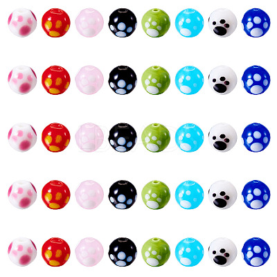 40Pcs 8 Colors Handmade Lampwork Beads LAMP-TA0001-54B-1