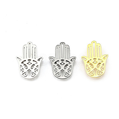 12Pcs 3 Colors Hamsa Hand 201 Stainless Steel Brooches for Backpack Clothes JEWB-A033-14-1