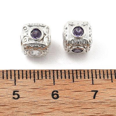 Brass Micro Pave Cubic Zirconia Beads KK-R216-17P-02-1