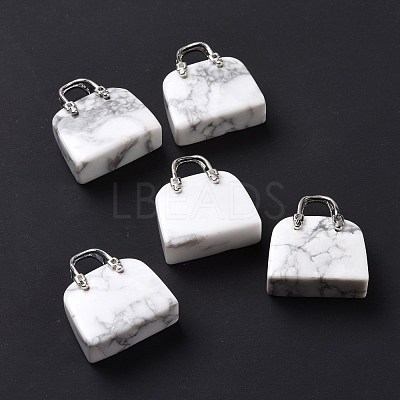 Natural Howlite Brass Pendants KK-E274-01P-025-1