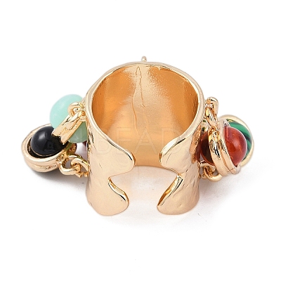 Synthetic Gemstone & Resin & Plastic Imitation Pearl Charms Finger Rings for Women RJEW-Z047-03G-1-1