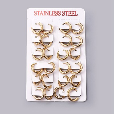 Ion Plating(IP) 304 Stainless Steel Huggie Hoop Earrings LS-EJEW-O087-06C-1