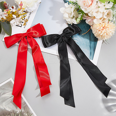 Big Bowknot Polyester Alligator Hair Clips AJEW-CP0008-42B-03-1