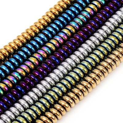 210Pcs 6 Colors PVD Vacuum Plating Non-magnetic Synthetic Hematite Beads G-CJ0001-45-1