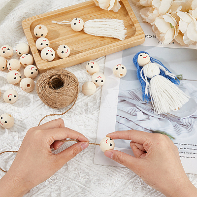 50Pcs Printed Wood European Beads WOOD-FH0002-23-1