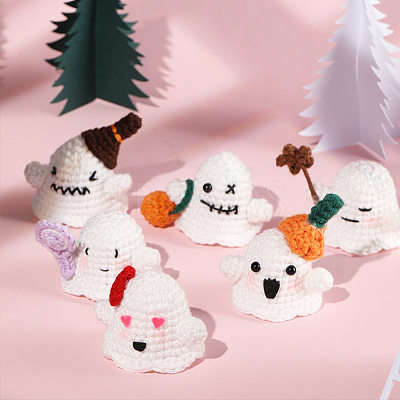 1 Set Halloween Theme DIY Ghost Knitting Kits for Beginners DIY-SC0026-51-1
