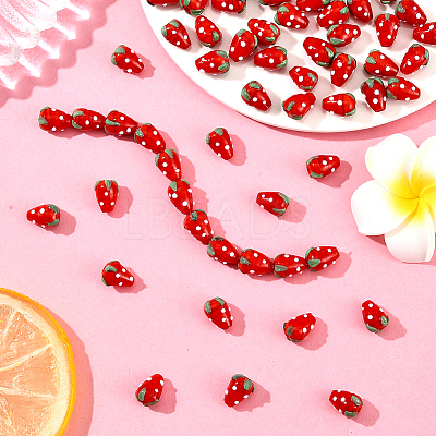60Pcs Handmade Lampwork 3D Strawberry Beads LAMP-LT0001-03-1