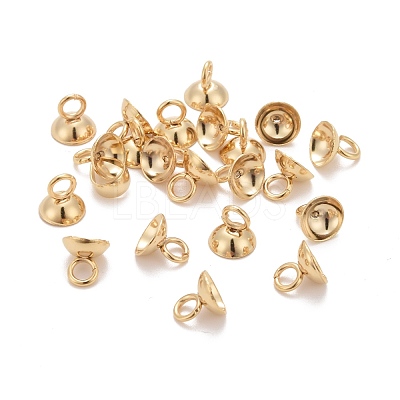 201 Stainless Steel Bead Cap Pendant Bails STAS-L244-27D-G-1
