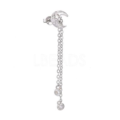 Brass Micro Pave Clear Cubic Zirconia Dangle Stud Earrings EJEW-K083-16P-1