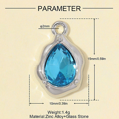 Zinc Alloy with Glass Charms GL-OY001-05P-02-1