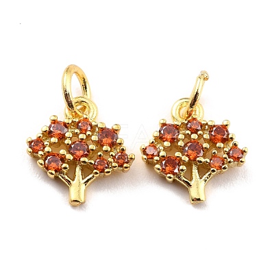 Brass Micro Pave Cubic Zirconia Charms KK-A156-11G-RS-1