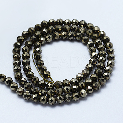Natural Pyrite Beads Strands G-L031-4mm-03-1