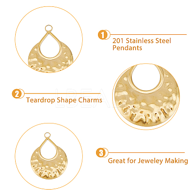24Pcs 3 Colors 201 Stainless Steel Pendants Ion Plating(IP) STAS-DC0013-49-1