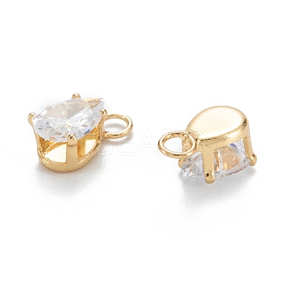 Brass Clear Cubic Zirconia Charms ZIRC-G170-13-1