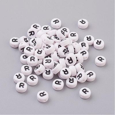 Acrylic Horizontal Hole Letter Beads X-PL37C9070-R-1