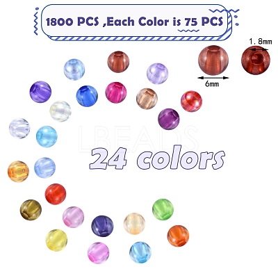 216g 24 Style Transparent Acrylic Beads MACR-SZ0001-59-1