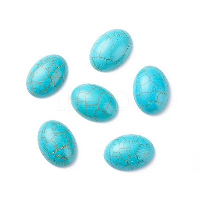 Craft Findings Dyed Synthetic Turquoise Gemstone Flat Back Cabochons TURQ-S276-13x18mm-01-1