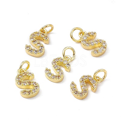 Real 18K Gold Plated Brass Micro Pave Clear Cubic Zirconia Charms KK-E068-VB452-S-1